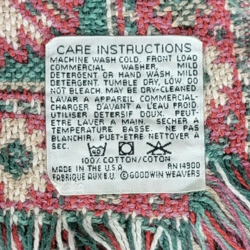 Vintage Goodwin Weavers Throw Blanket Aztec Southwestern Woven Boho 44